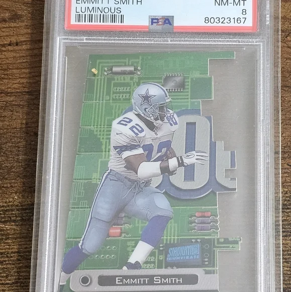 Panini | Other | Nmmt 8 Psa 998 Stadium Club Triumvirate Luminous T4a Emmitt Smith | Poshmark Panini | Other | Nmmt 8 Psa 998 Stadium Club Triumvirate Luminous T4a Emmitt Smith | Poshmark